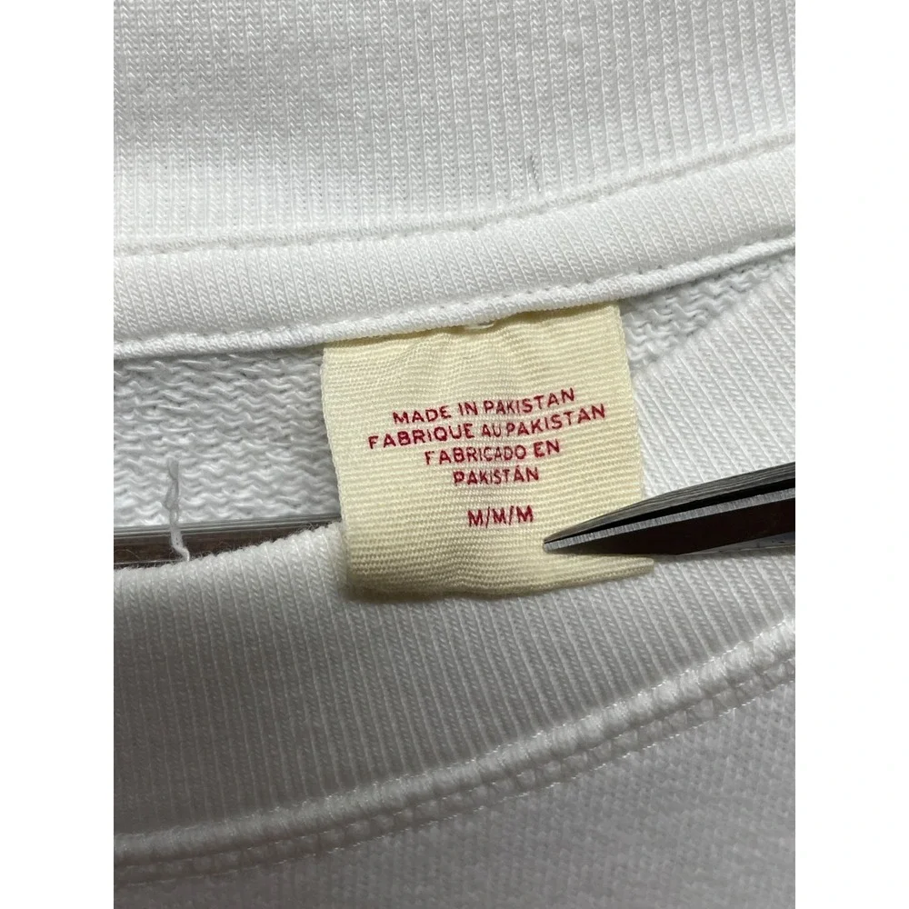 Levi's Sweatshirt Unisex Medium White Fleece Lined Classic Fit Red Batwing Logo